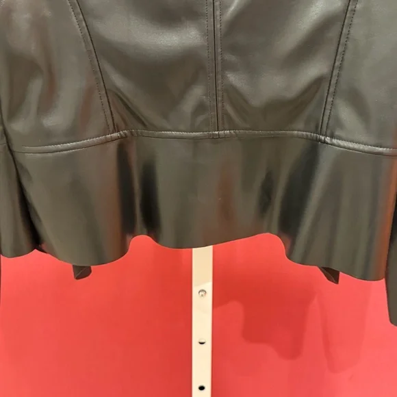Anne Klein Black Open-Front Faux Leather Jacket